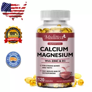 Mulittea Magnesium Zinc Vitamin D3 Calcium Complex 120 Capsules High Absorption - Picture 1 of 12