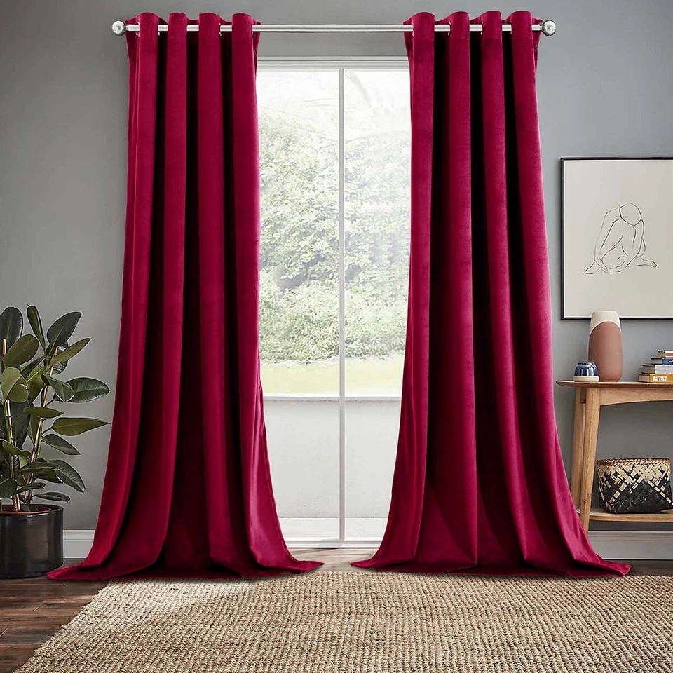 Velvet Top Grommet Curtains Heavyweight Soft Velvet Panels, Set of 2 Pieces - Image 1 of 1