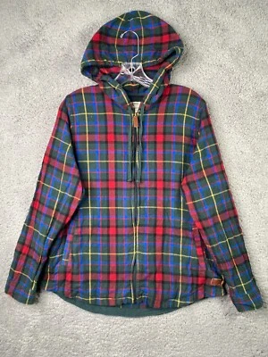 L.L. Bean Scotch Plaid Flannel Hoodie Womens Medium Multicolor Full Zip Outdoors - Image 1 of 4