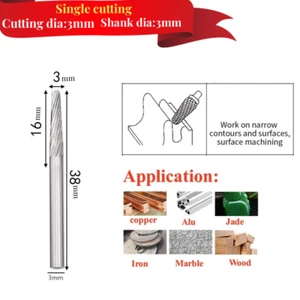 Die Grinder Bit Tungsten Carbide Burrs Removal Bur Shank &cutting Head 1/8''Bits - Picture 1 of 10
