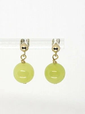 Genuine 10mm Natural Green Peridot Stud Ball Post Drop Dangle Earrings - Image 1 of 4
