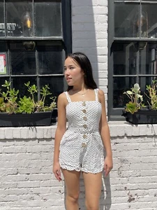 Mango Mng Polka Dot Romper Womens Sz 2 - Picture 1 of 5
