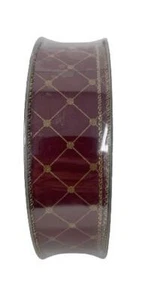 1.5" X 50 Yards Premium Wired Edge Holiday Ribbon Red w/Gold Diamond - Mega Roll - Picture 1 of 2