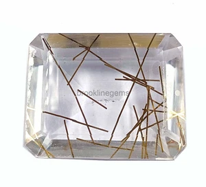 Transparent Emerald Cut 166 Ct Certified Golden Rutilated Quartz Loose Gems 4AUC - Picture 1 of 5