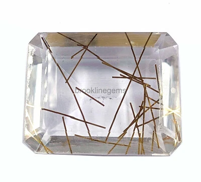 Transparent Emerald Cut 166 Ct Certified Golden Rutilated Quartz Loose Gems 4AUC - Image 1 of 4
