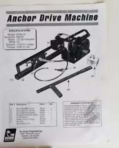 Tie Down Engineering EDM-15 Anchor Drive Machine Parts Manual - Picture 1 of 2