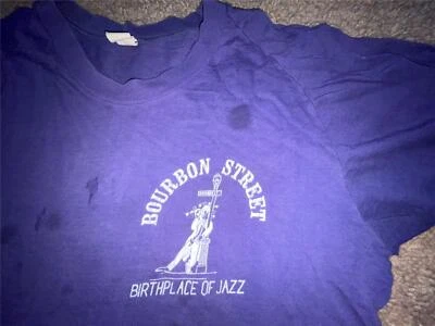 VTG 60S 70S MEDIUM PURPLE BOURBON STREET BIRTHPLACE OF JAZZ SHIRT - Image 1 of 4