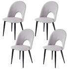 Zestaw 4 krzeseł do jadalni HWC-D73, krzesło oparte, tkanina/tekstylia, szare