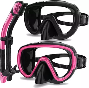 2 Packs Dry Snorkel Mask Set for Adults Scuba Diving Swim Glasses - Picture 1 of 12