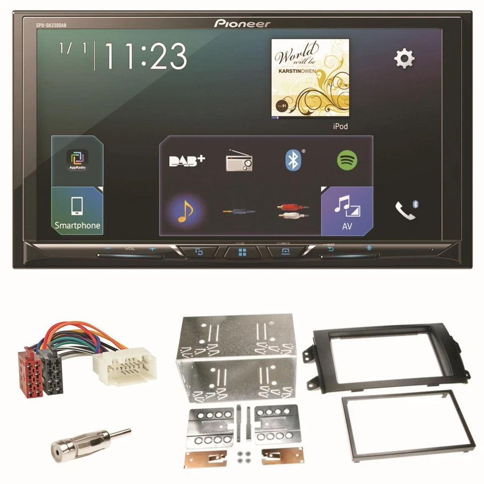 Pioneer SPH-DA230DAB CarPlay Android Auto Einbauset für Suzuki SX 4 Fiat Sedici - Bild 1 von 1