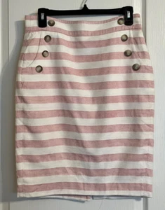 ANN TAYLOR LOFT Mauve White Textured Cotton Straight Skirt Sz 4 - Picture 1 of 2