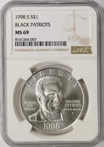 1998-S $1 Black Patriots Commemorative Silver Dollar NGC MS69 - Picture 1 of 2