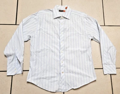 Camisa de vestir informal NYNE azul claro a rayas manga larga con botones talla XL Foto 1 de 4