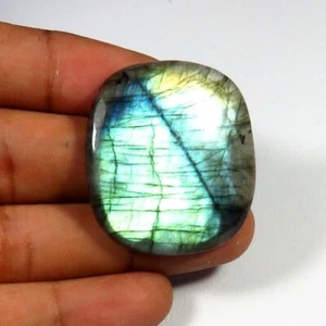 Natural Labradorite Multi Flash Cabochon 34x30mm Smooth Baguette Gemstone LR-300 - Picture 1 of 9
