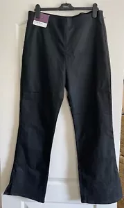 Black Split Hem, Coated,High Rise Flare Jeans, Elasticated Waist - Bnwt-SIZE 20r - Picture 1 of 16