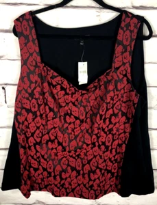 NWT Lane Bryant Womens Plus Size 24 Black/Red Tank Top Sleeveless Blouse - Picture 1 of 6