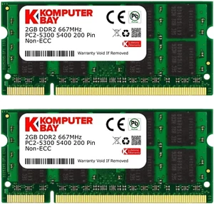 4GB 2X 2GB DDR2 667Mhz PC2-5300 PC2-5400 DDR2 667 (200 PIN) SODIMM Laptop Memory - Foto 1 di 12