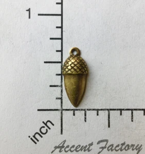 33543         3 Pc. Brass Oxidized Acorn Charm Jewelry Finding - Picture 1 of 3