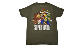 Mario Kart Mens Super Mario Military Green Heather Shirt New L, XL - Picture 1 of 5