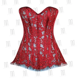 Exquisite Rhinestone Overbust Corset: Sheer Eyelash Lace, Satin Boning, Elegant - Picture 1 of 10