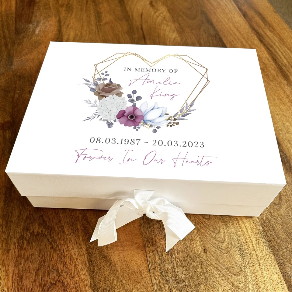 Memorial Box Forever In Our Hearts Personalised Memory Rememberence Keepsake Box - Image 1 of 1