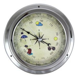 Barometro Con Quadrante Nautico In Ottone Nichelato Ø=15cm Sea4You - Bild 1 von 1