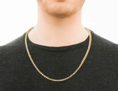 22Ct Simulated D/VVS1 Diamond Tennis Necklace Chain 14k Yellow Gold Over 20" 3mm - Image 1 of 4