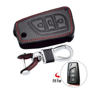Funda protectora de cuero PU 3 botones control remoto sin llave negra para Toyota B - Imagen 1 de 7