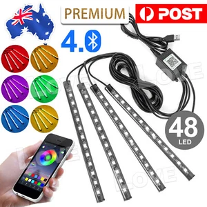 4X 48LED RGB Car Interior Footwell LED Strip Lights USB Remote Control Music AU - Picture 1 of 10