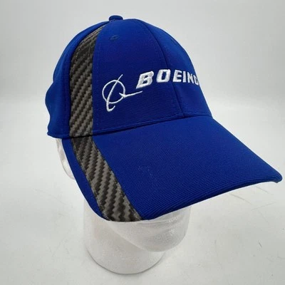 Boeing Hat Baseball Cap Embroidered Logo Carbon Fiber Accent Blue NWOT - Image 1 of 4