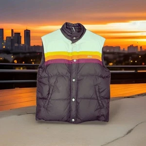 Vintage Le Tigre Retro Reversible Outerwear Puffer Vest Jacket Black Multi XL - Picture 1 of 14