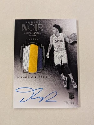 2015-16 Panini Noir D’Angelo Russell Rookie Patch Auto RPA /99 #202 RC Lakers - Image 1 of 4