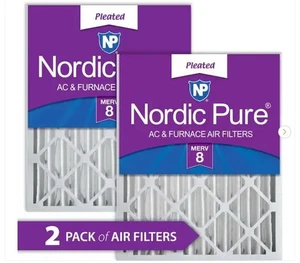 Filtro de aire Nordic Pure Merv 8 16 x 25 x 4 MJ16X25X4A aplicaciones de aire acondicionado y horno - Imagen 1 de 3