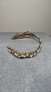 Perlen Blatt Stirnband Hochzeit Braut Diadem Abschlussball Haarschmuck - Bild 1 von 6