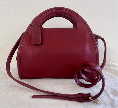 VTG COACH 9942 Red Carousel Small Leather Top Handle Crossbody Handbag Made USA - Image 1 of 4