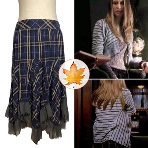 FREE PEOPLE Cabin In The Woods Plaid Grunge Midi Skirt L ASO Violet Harmon - Picture 1 of 11