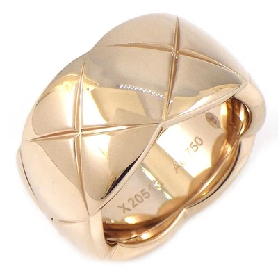 CHANEL Ring Coco Crush Large J10818 Matelasse Quilting 750 Rose Gold #53 US6.5 - Image 1 of 4