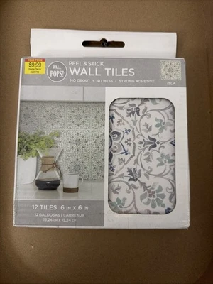 Новые настенные палочки! Настенная плитка Peel and Stick ISLA 6 дюймов x 6 дюймов 12 плиток без беспорядка без затирки - Изображение 1 из 4