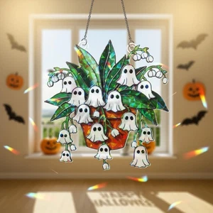 Decoración holograma acrílico lirio fantasma del valle, maceta espeluznante Halloween - Imagen 1 de 8