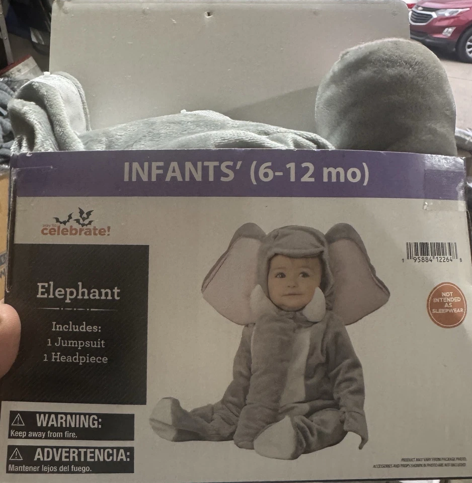 Elephant Infant Baby 6-12 Months Halloween Costume Jumpsuit With Headpiece - Image 1 of 1