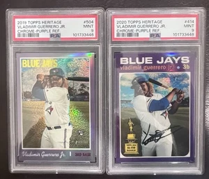 2019 & 2020 Topps Heritage Chrome Vladimir Guerrero Jr. Purple Lot x2. PSA 9 - Picture 1 of 4