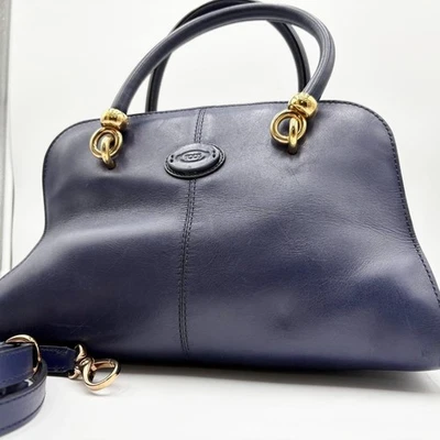 TOD'S 手提包 托特包 单肩包 海军蓝 皮革 标志 压花 121938K — 第 1/4 张图片