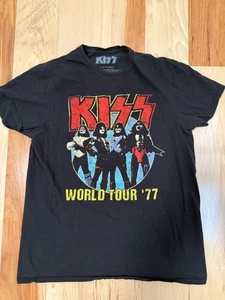 Kiss Band Rock'n'Roll World Tour 1977 Reproduktion T-Shirt Erwachsene Medium - Bild 1 von 4