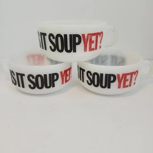 Glasbake Milchglas Suppenschüssel * Ist es schon Suppe?* Henkel J-2711 3er Set Becher - Bild 1 von 15