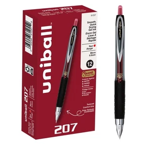 Signo 207 Gel Pen, Retractable, Micro 0.5 Mm, Red Ink, Smoke/black/red Barrel... - Picture 1 of 8