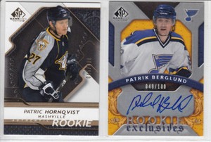 2008-09 UD SPGU PATRIC HORNQVIST ROOKIE /100 GOLD #160 SP Game Used RC Penguins