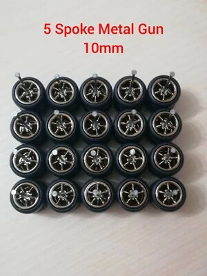 HOT WHEELS MATCHBOX 5 RADIOS R/R RUEDAS DE GOMA NEUMÁTICOS PISTOLA DE METAL 10 MM 10 JUEGOS 1/64  Foto 1 de 4