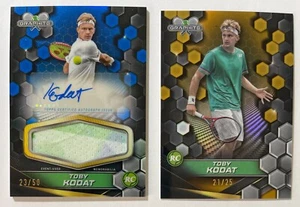 2 2024 Topps Graphite Tennis Toby Kodat Blue Refractor Auto Relic /50 + Gold /25 - Picture 1 of 2