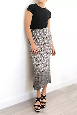 White Stuff Skirt Womens Maxi Charcoal Pattern Summer Jersey Warli Size 8 10 12 - Image 1 of 4