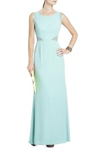 NEW BCBGMAXAZRIA LIGHT AQUA KAREY LACE DETAIL GOWN WQR6Q305/L56A SIZE 12 - Picture 1 of 2